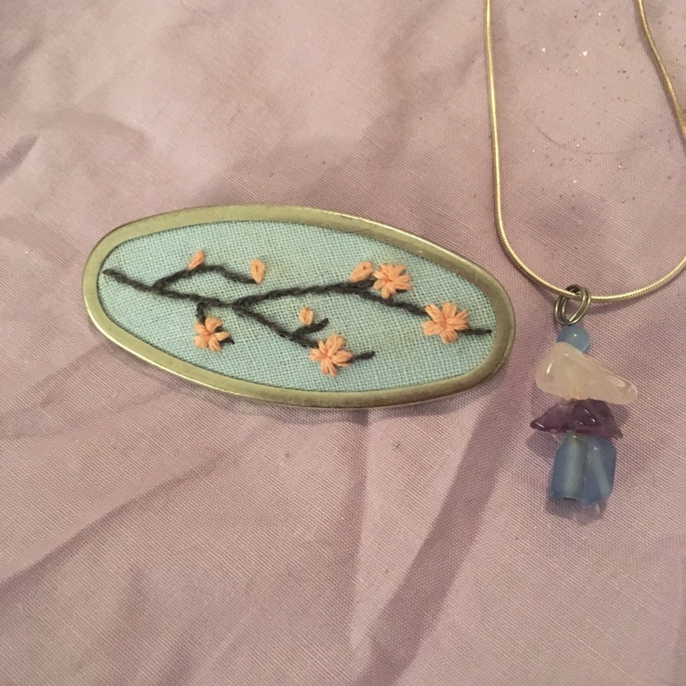 Cherry blossom pin/ brooch handmade